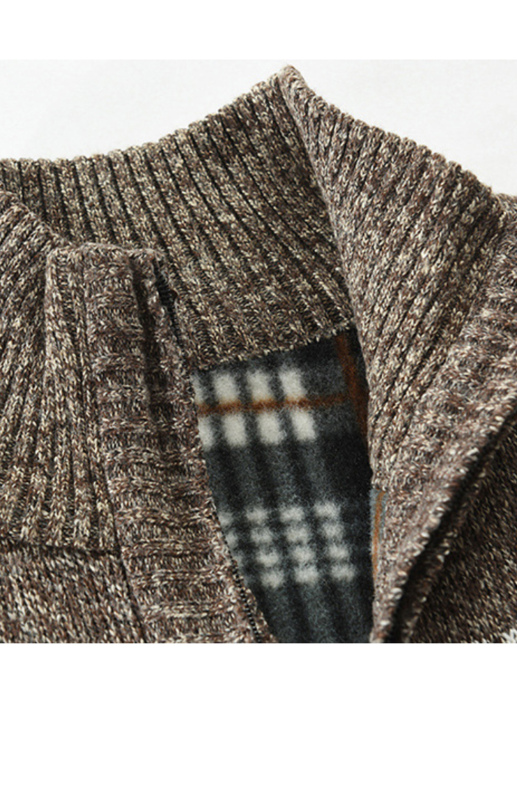 Men's New Sweater Cardigan Colorblock Standing Collar Sweater - Image 3