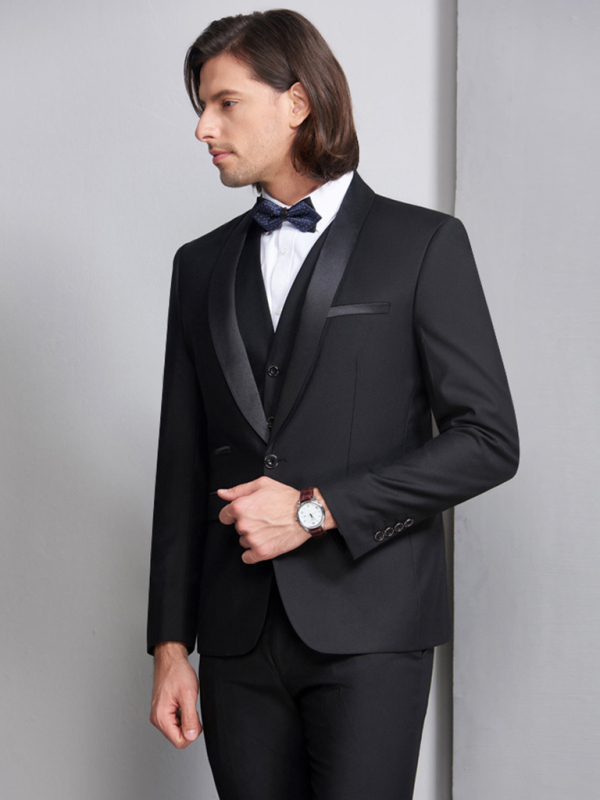 Men's Elegant Lapel Collar Knit Business Suit - Image 2