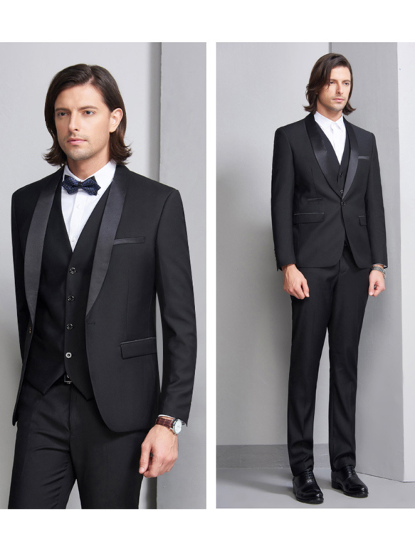 Men's Elegant Lapel Collar Knit Business Suit - Image 4