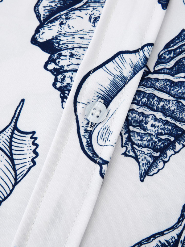 Men's Beach Seashell Print Button-Up Shirt - Image 3