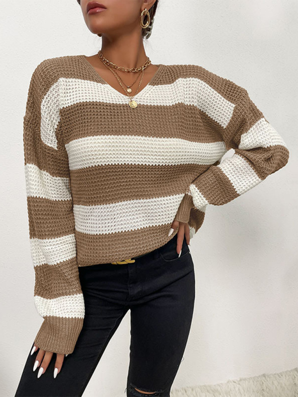 women's casual thin long sleeve striped sweater - Image 3