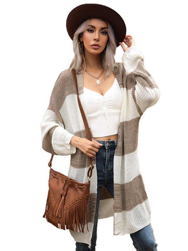 women's long stitched long sleeve knitted sweater coat - Image 2