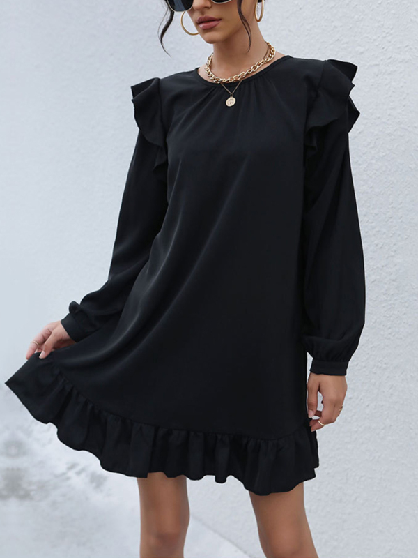 Women's Ruffled Long Sleeve Casual Dress - Image 2