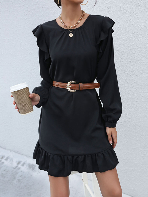 Women's Ruffled Long Sleeve Casual Dress - Image 5