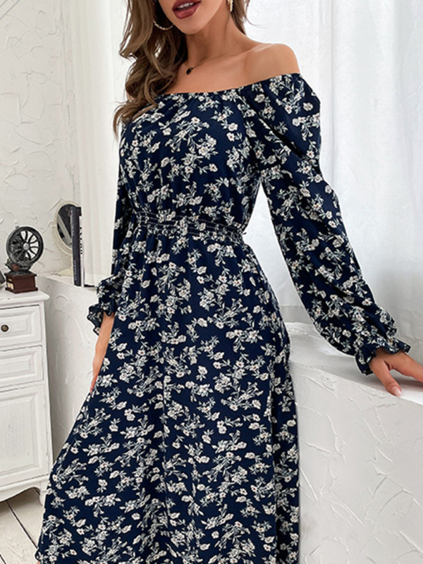Women Floral Print Long Sleeve Vacation Dress - Image 2