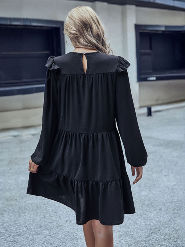 Women's Casual Ruffled Long Sleeve Dress - Image 3