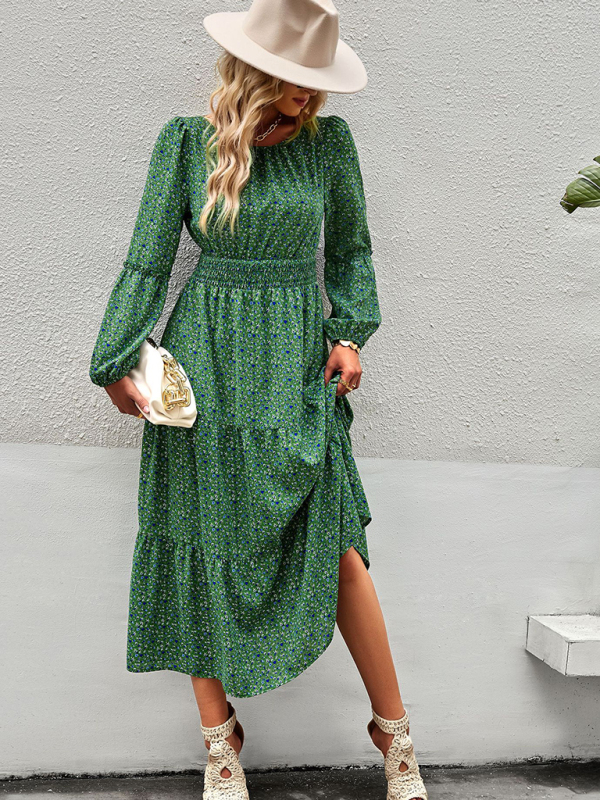 Women Floral Print Long Sleeve Midi Dress - Image 8
