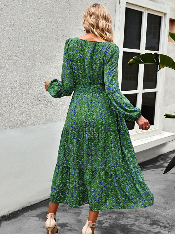 Women Floral Print Long Sleeve Midi Dress - Image 5