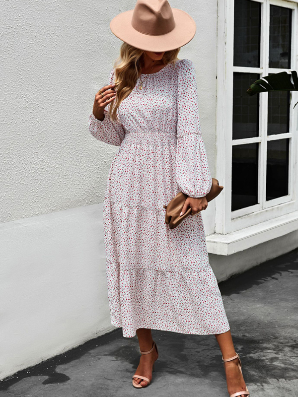 Women Floral Print Long Sleeve Midi Dress - Image 12