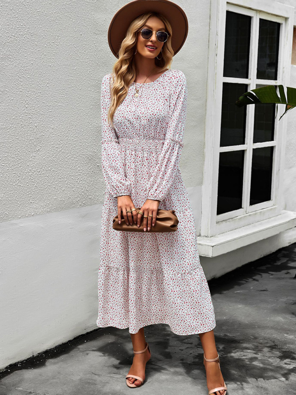 Women Floral Print Long Sleeve Midi Dress - Image 9