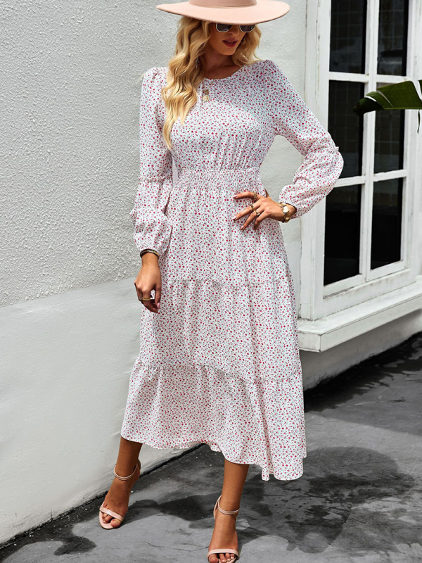 Women Floral Print Long Sleeve Midi Dress - Image 10
