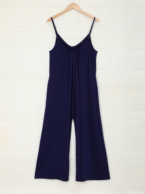 Women's casual suspenders jumpsuit loose simple wide-leg jumpsuit - Image 16
