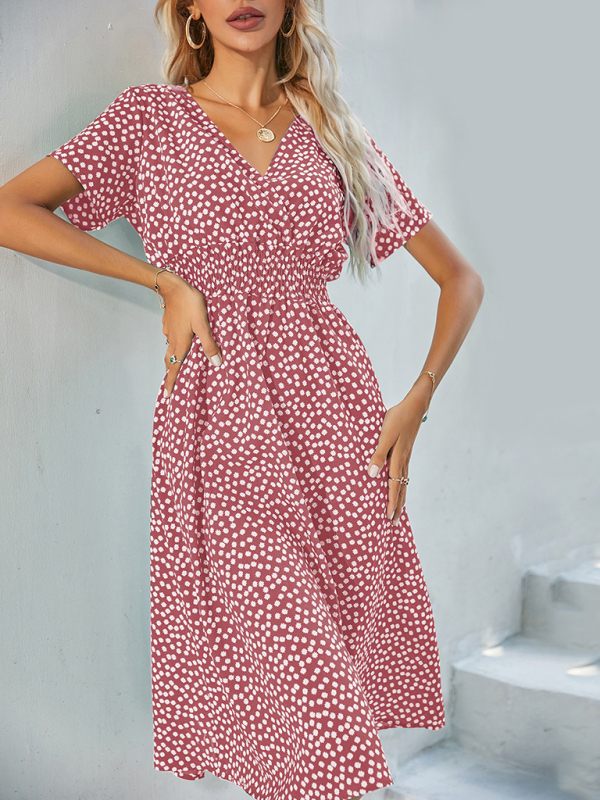 Women's Floral V-Neck Casual Midi Dress - Image 10