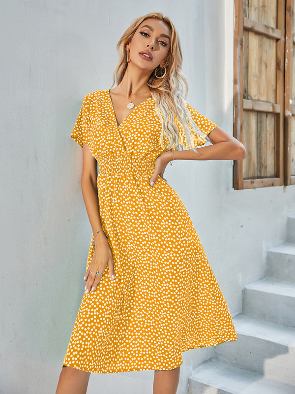 Women's Floral V-Neck Casual Midi Dress - Image 23