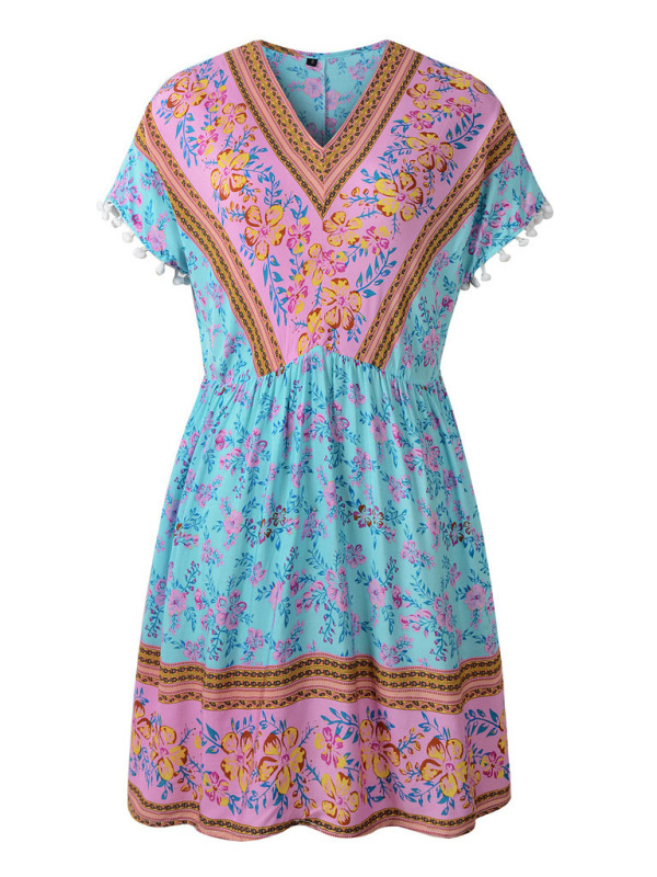 Bohemian Summer Floral Woven Sleeveless Dress - Image 3