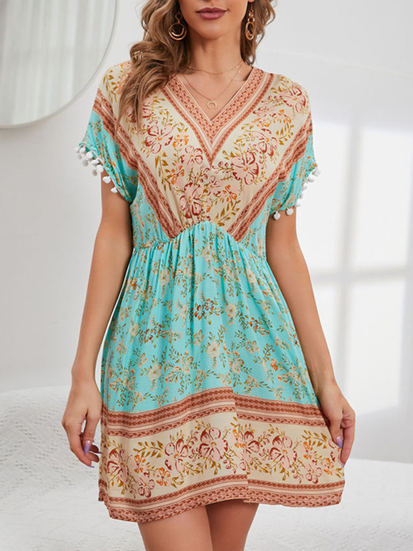 Bohemian Summer Floral Woven Sleeveless Dress - Image 5