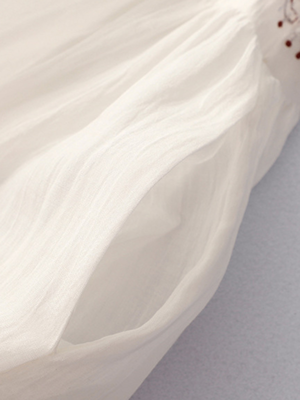 New literary retro casual loose embroidered long dress with large hem - Image 7