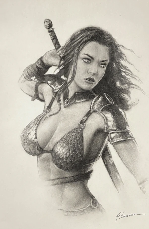 Red Sonja Age Of Chaos #4 Shannon Maer Pencil Sketch Variant GGA Pin-Up (06/17/2020) Dynamite - Image 2